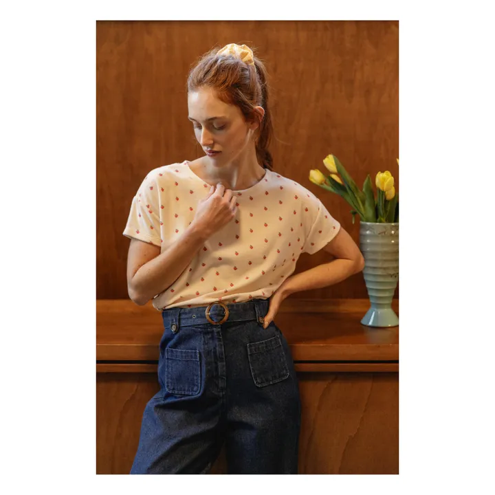 Emile et Ida T-shirt Zemo Coeurs Eponge - Collection Femme | Ecru
