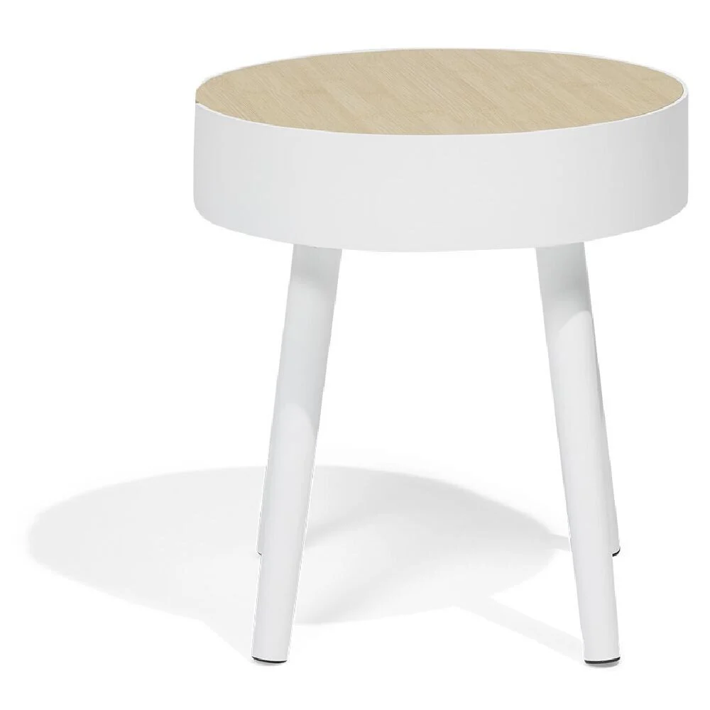 Bout de canapé Mathieu Ø33,5xH38cm bois blanc