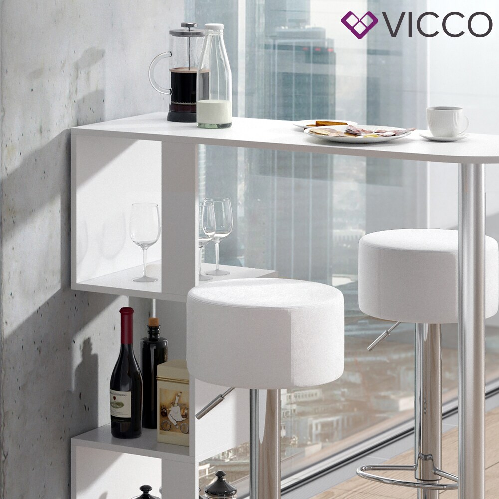 VICCO Bartisch VINCENT Weiß Bartresen Stehtisch Tresentisch Bistrotisch Bar inkl. Barhocker