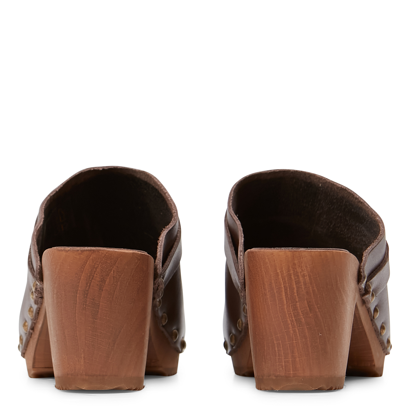 Sabot à talons en cuir lisse | Marron