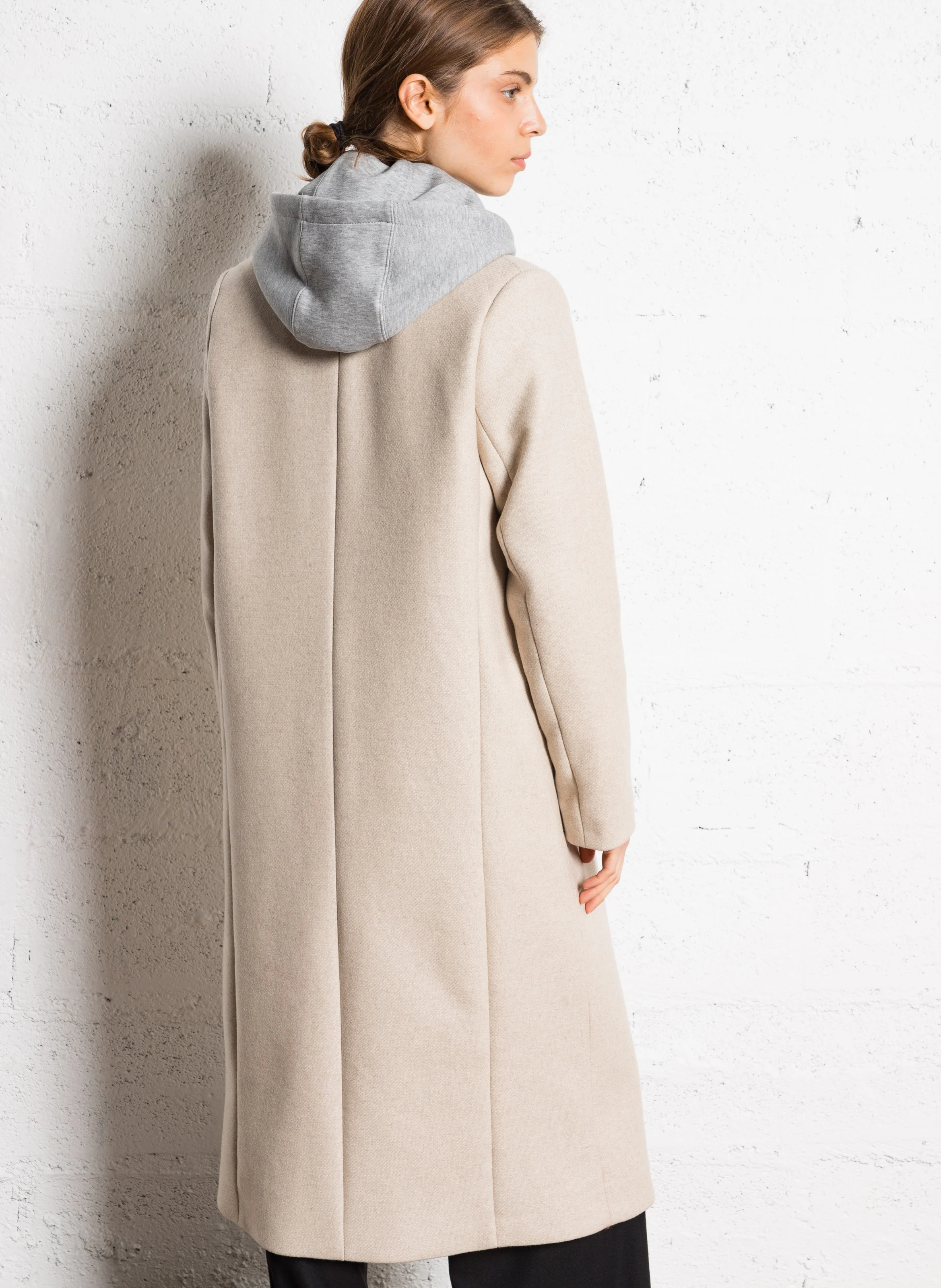 Manteau col tailleur en laine mélangée | Blanc