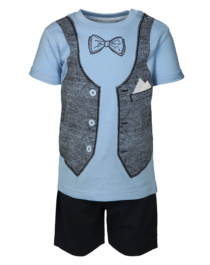 T-Shirt MR. WONDERFUL mit Shorts in blau/dunkelblau