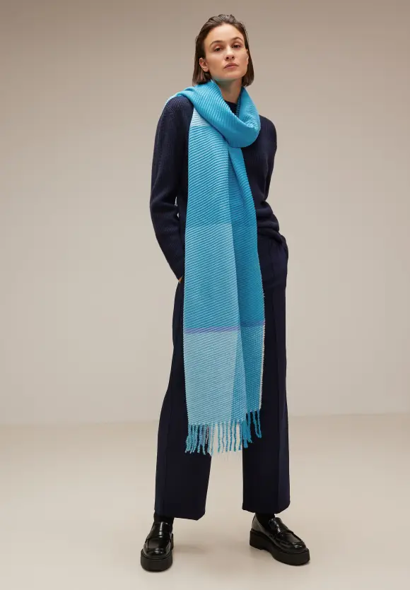 Madras Plissée Schal - aquamarine blue