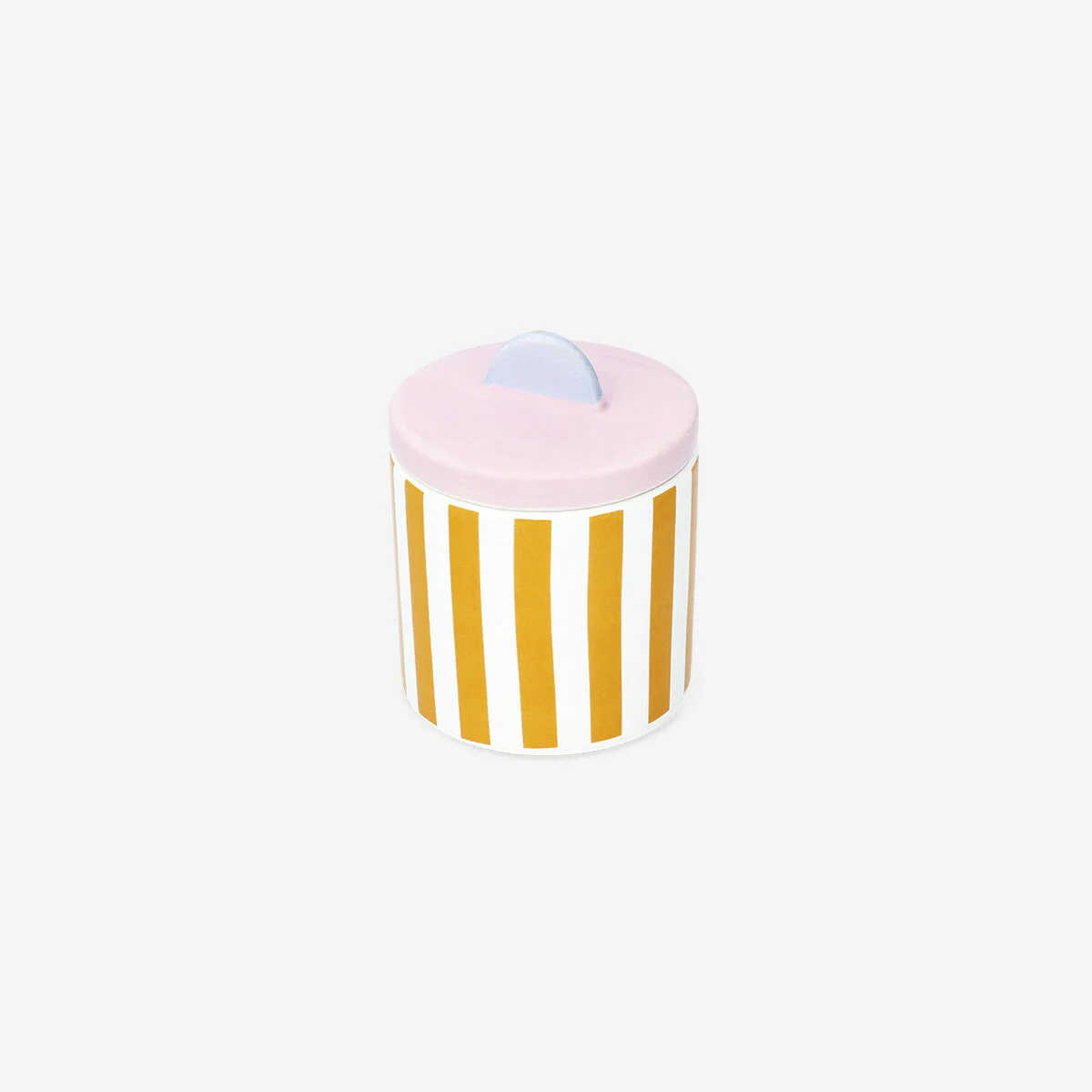 Pink opbevaringskrukke med striber og muslingeskal - 9 cm
