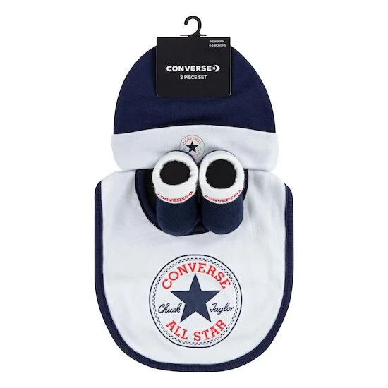 Ensemble Bonnet + Bavoir + Chaussons   Blanc        6-12 mois   de               Converse