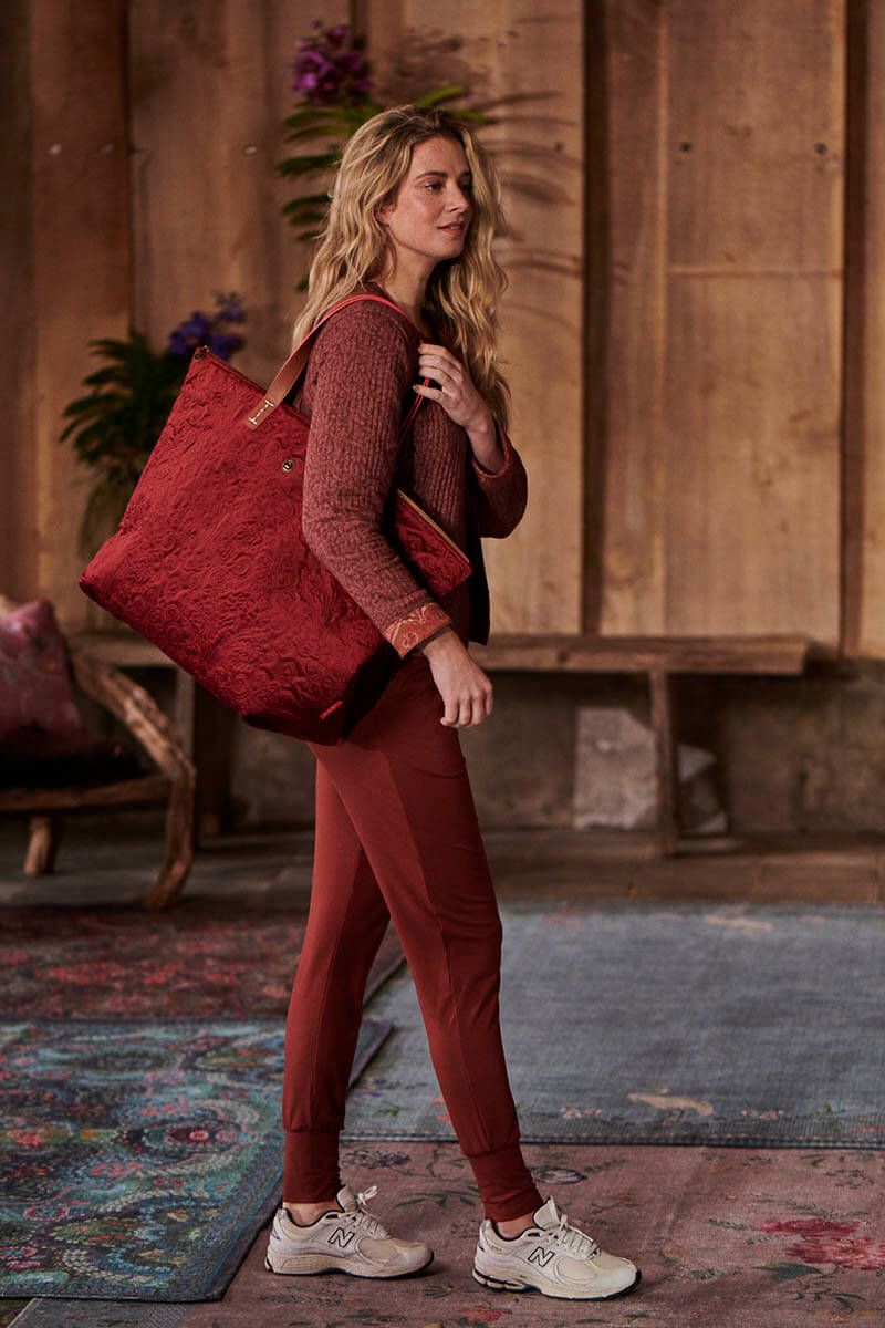 Pip Studio Tote Bag Velvet Quiltey Days Red
