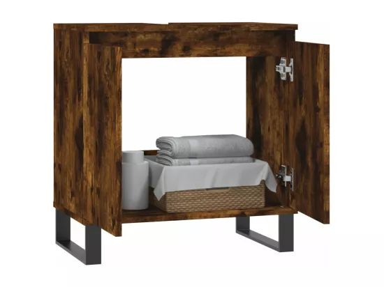 Armoire de bain chêne fumé 58x33x60 cm bois d'ingénierie