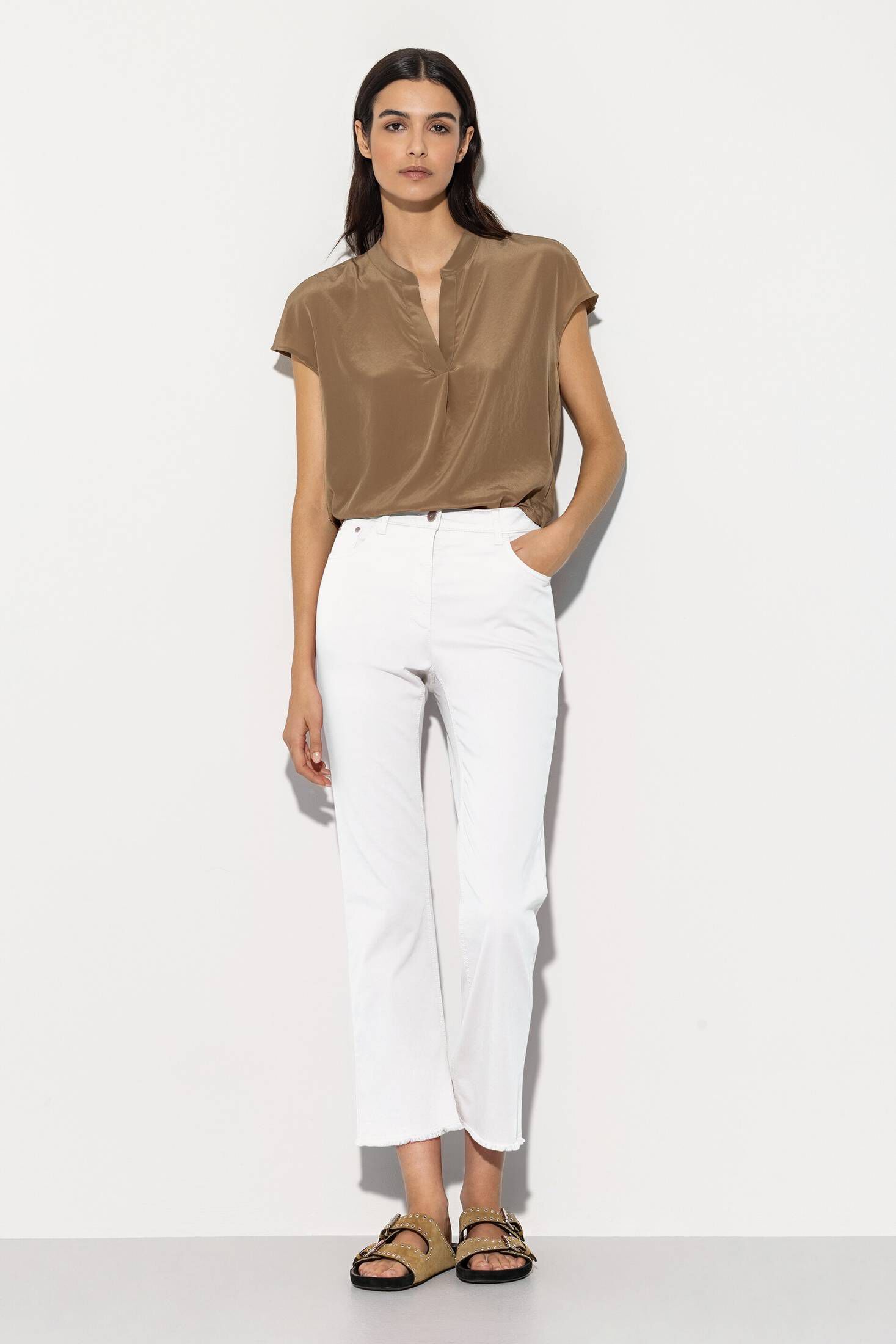 Luisa Cerano| Damen Jeans Babyflare verkürzt