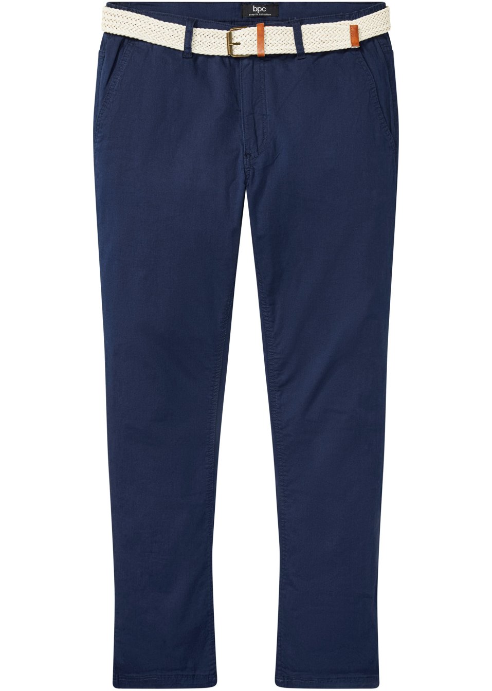 Pantalon chino extensible Regular Fit coupe confort pour le ventre avec ceinture, Straight