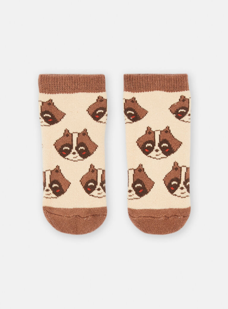 Chaussettes beige à motif raton laveur