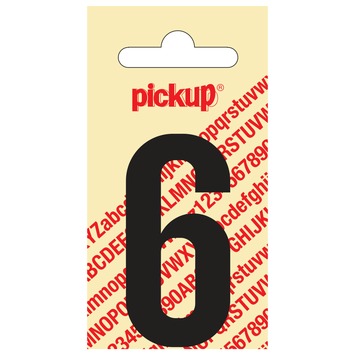 Pickup plakcijfer 6 zwart mat 60 mm
