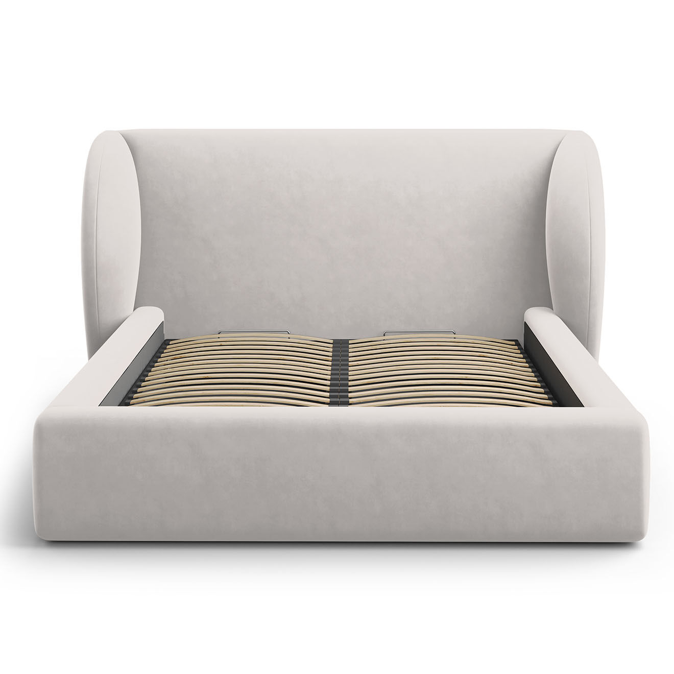 Micadoni Lit Coffre en Velours avec Tête de Lit Miley argenté - 230x187x100 cm