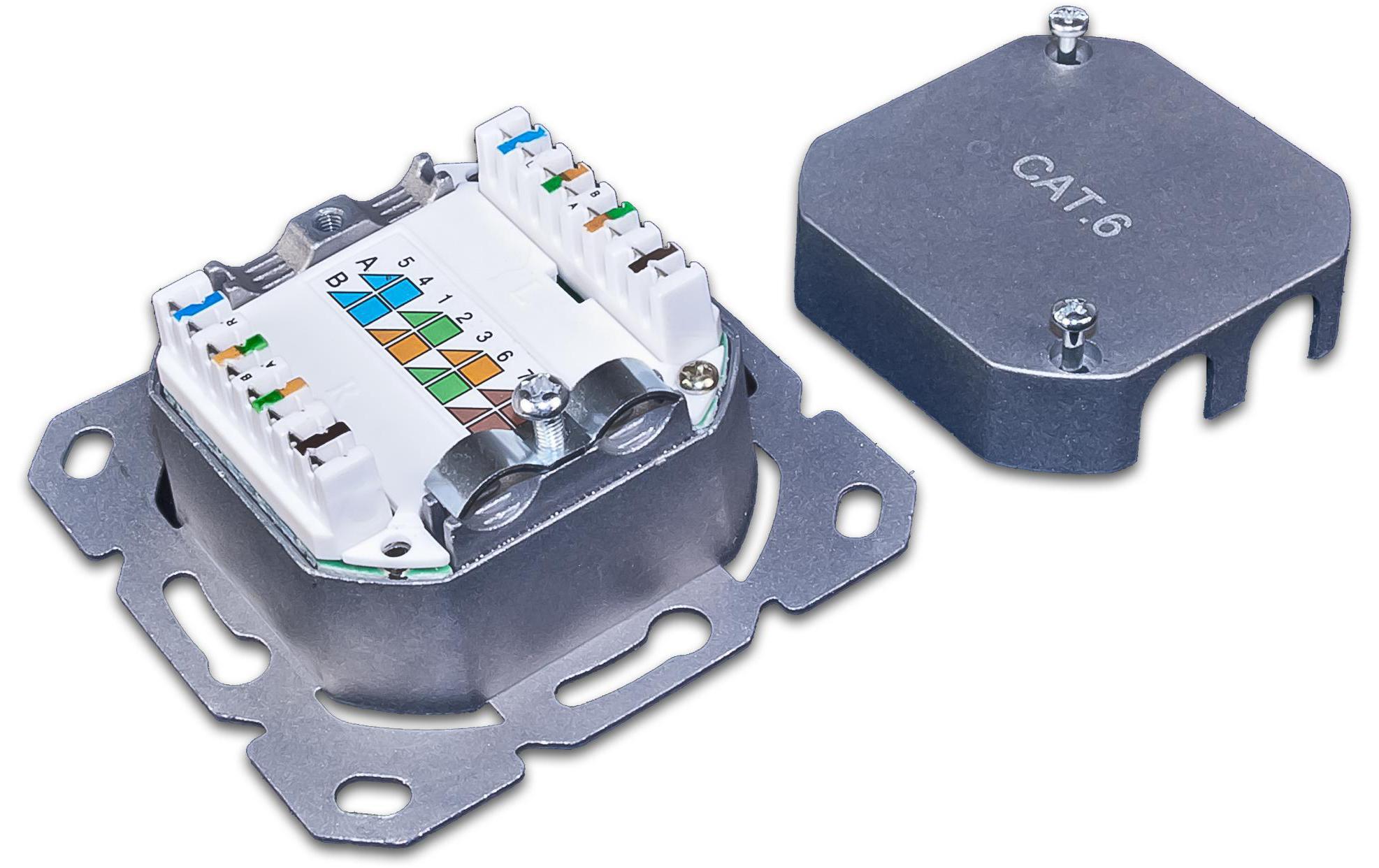Datendose RJ-45 Cat.6 2-fachKAT6, geschirmt, reinweiss