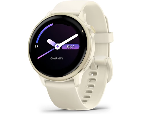 Garmin Vivoactive 6 AMOLED Smartwatch, Bone/Lunar Gold