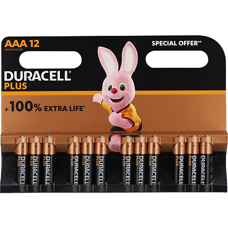 Duracell Plus AAA batterier 12-pak
