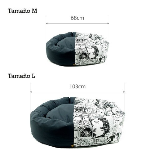 Cama para cachorro em formato de donut de desenho animado, preta.
