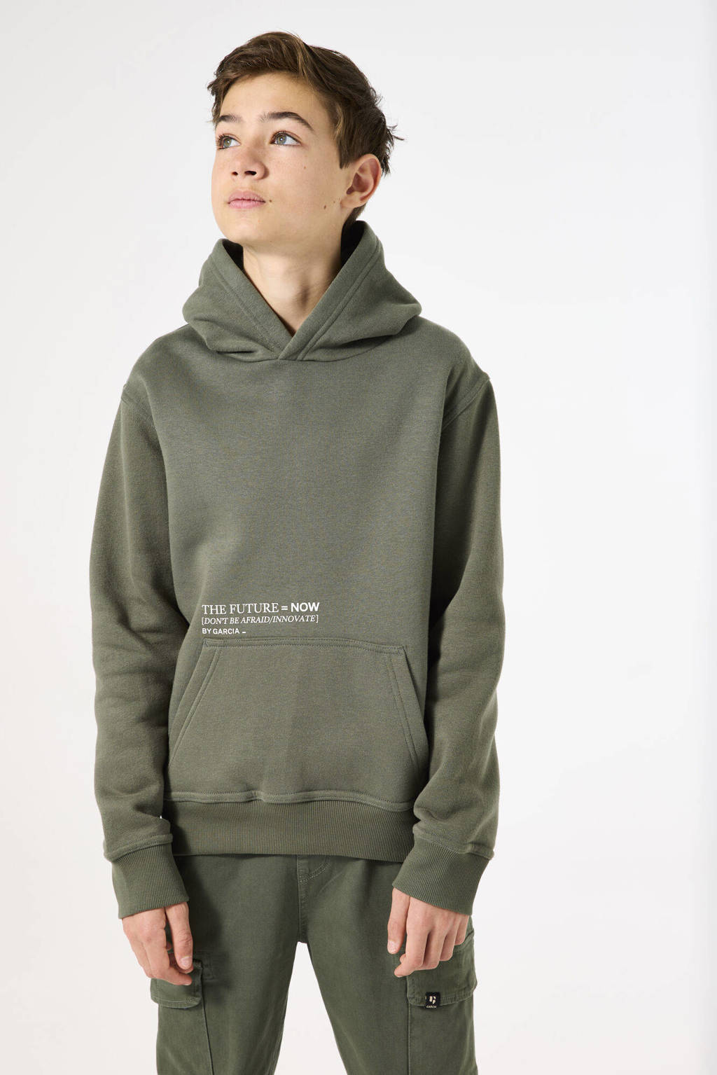 Garcia sweater met printopdruk olijfgroen