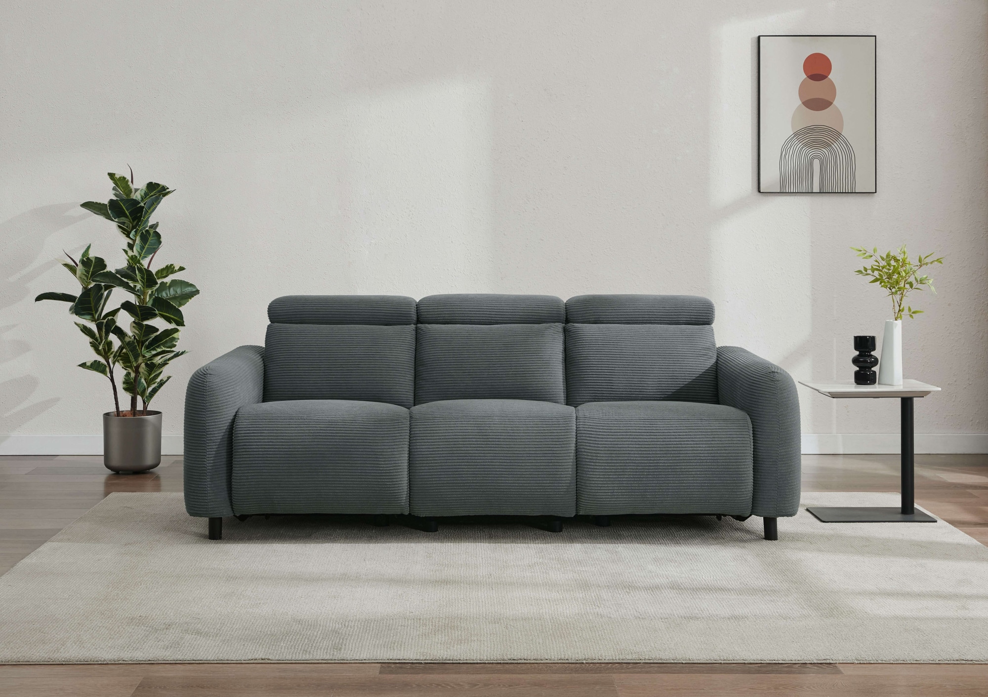 Home affaire 3-Sitzer »SKAANE in Cord, Sofa mit manueller u. elektrischer Relaxfunktion« Relax-Funktion in 2 Sitzen, Kopfteilverstellung, Federkernpolsterung