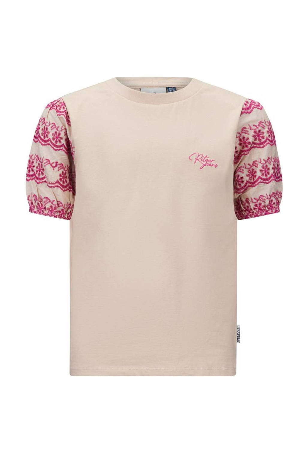 Retour Jeans top Xena met all over print beige/roze
