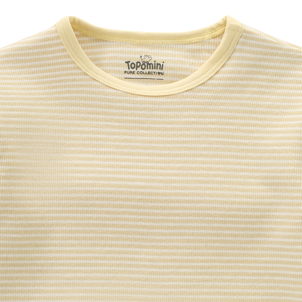 Topomini Pure Collection Baby Langarmshirt mit Rippstruktur hellgelb / weiss