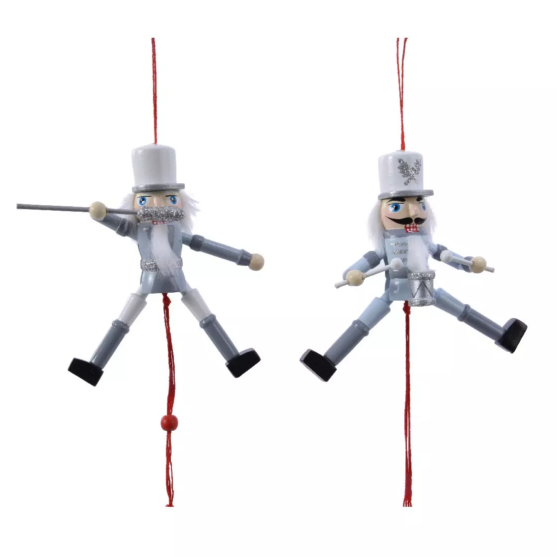 Lot de 2 soldats Casse-noisette à suspendre (H12 cm) Tambour Bleu clair