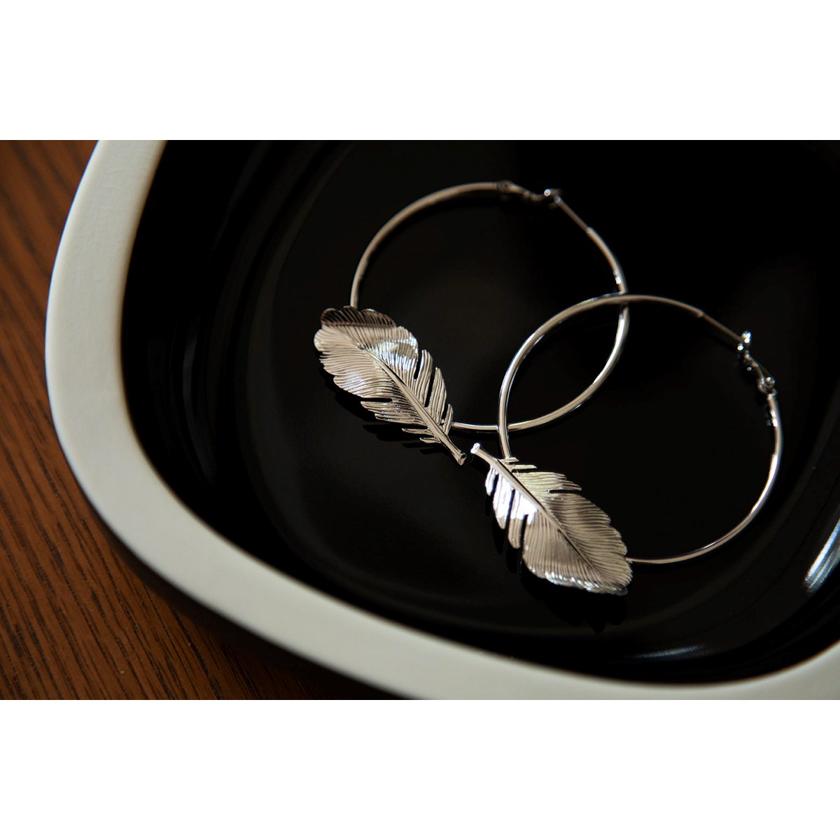 boucles d'oreilles créoles feuilles plaqué argent - ZÉPHYR