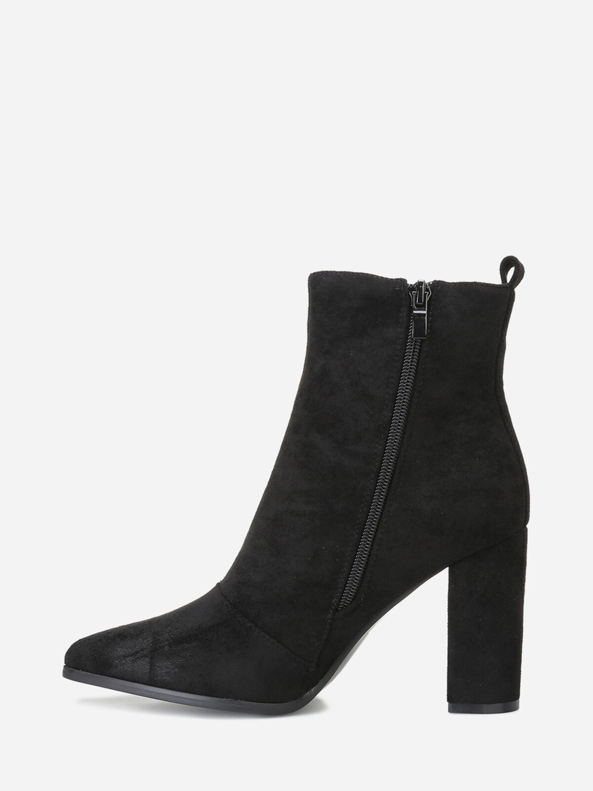 Bottines en suédine à bout pointu- Noir