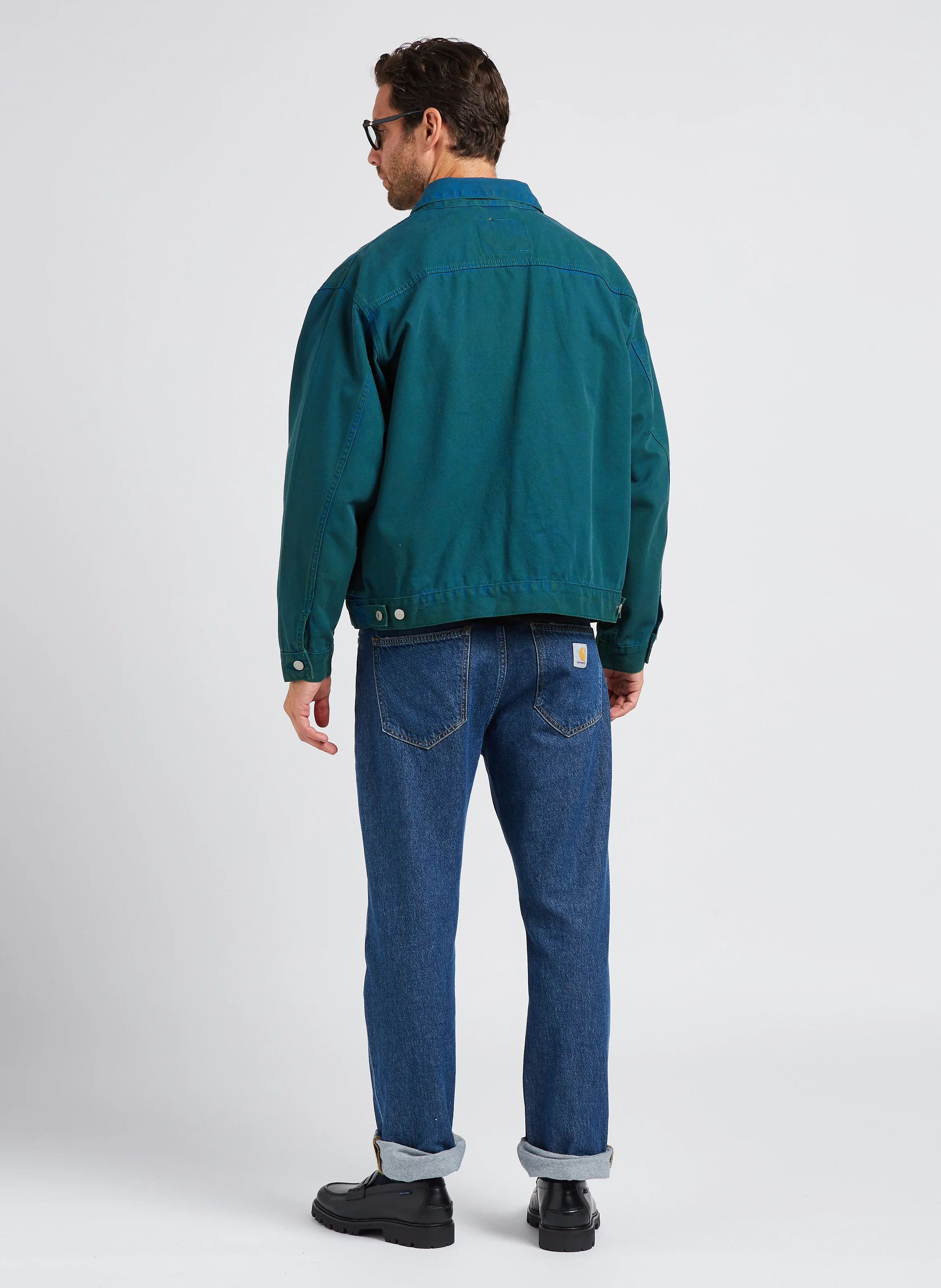 Pull à col rond droit imprimé en coton organique| Noir