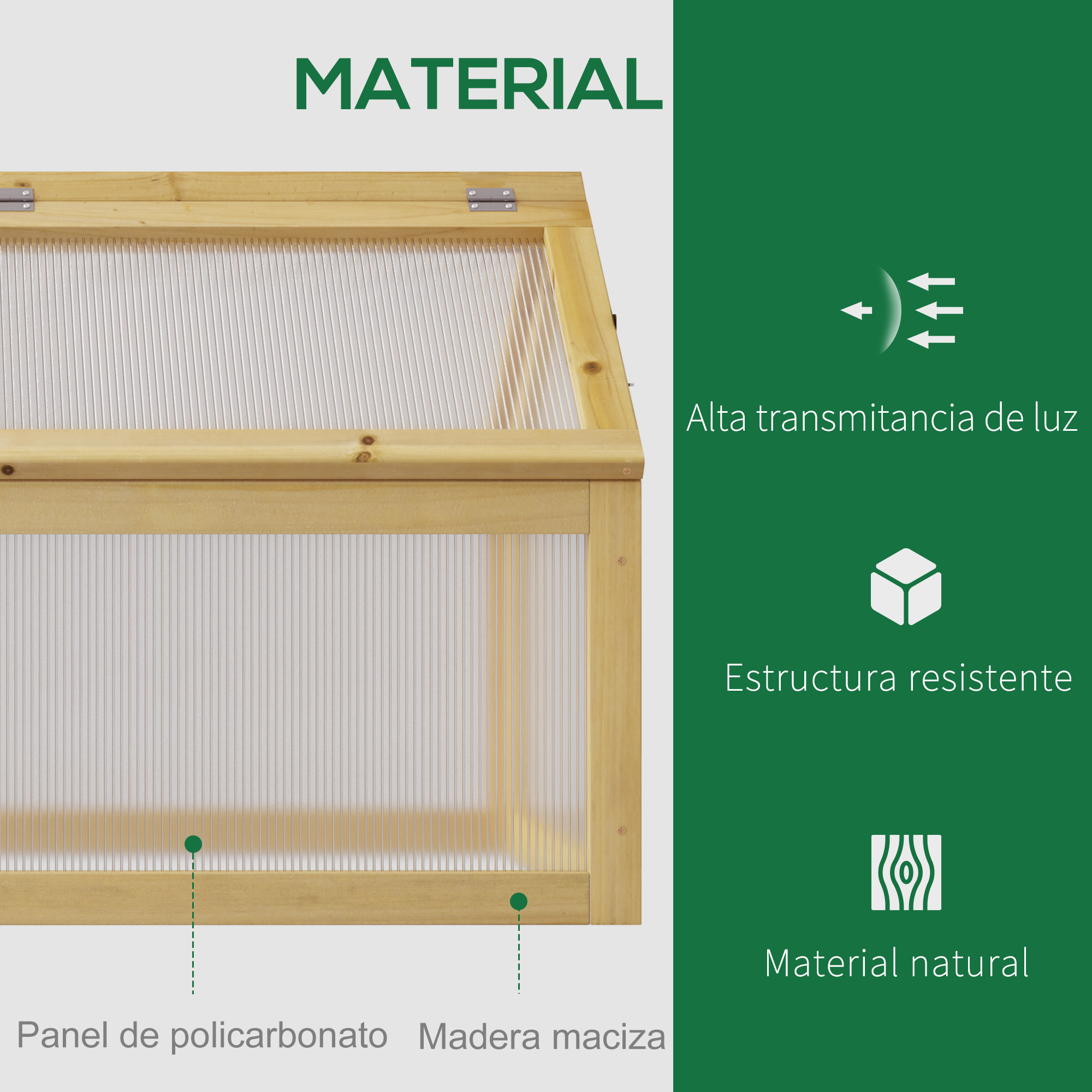 Estufa de jardim Outsunny com painéis de policarbonato, viveiro urbano com 4 janelas articuladas para cultivo de plantas e flores em terraços externos, 90x48x49,5 cm, transparente.