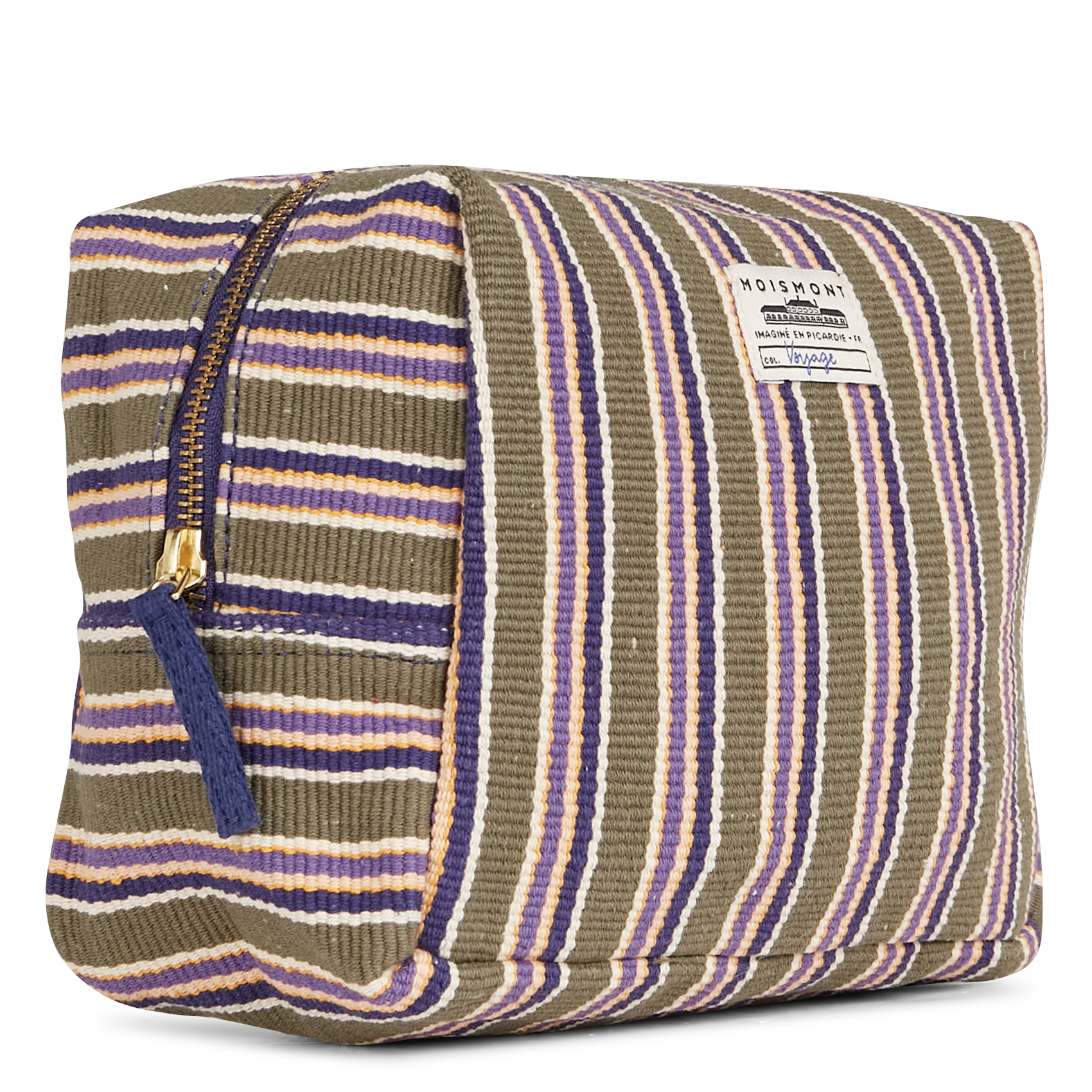 N°38 - Trousse rayée en coton| Kaki
