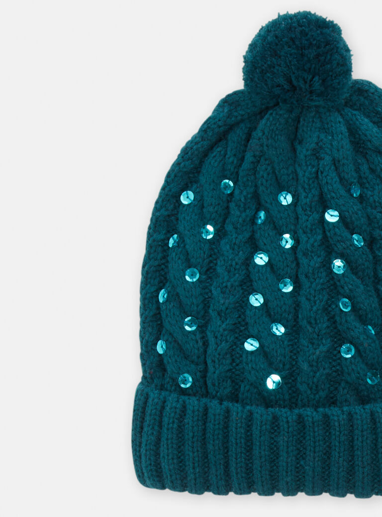 Bonnet bleu canard pour fille
