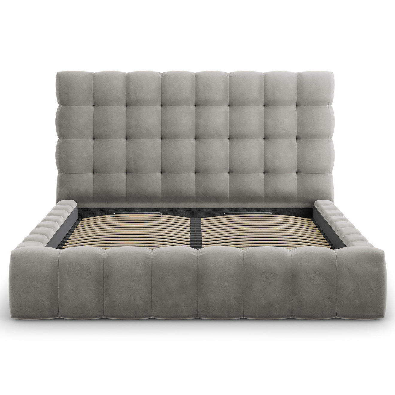 Cosmopolitan Design Lit avec coffre de rangement Bali Velours gris clair - 180x200 cm