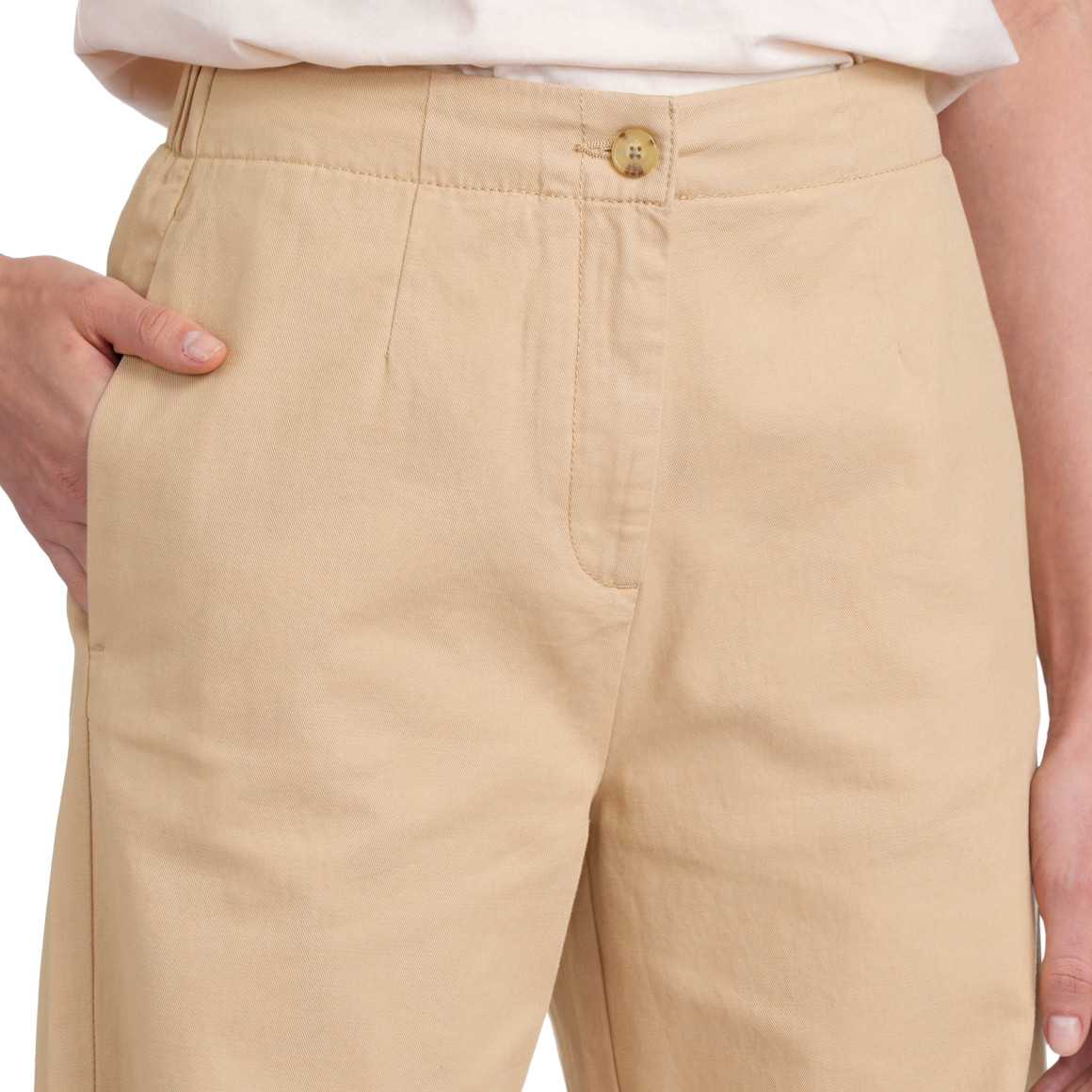Jonas Nielsen Damen Chinohose mit weitem Hosenbein beige
