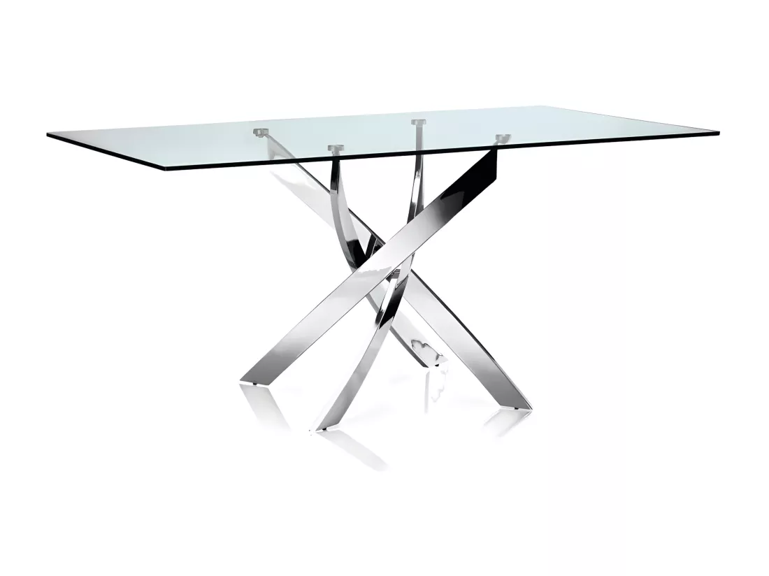 Table repas jessica chrome transparent 150cm