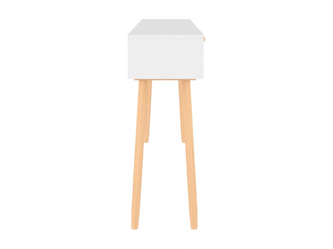 Table console Blanc 105x30x75 cm Bois massif pin /rotin naturel
