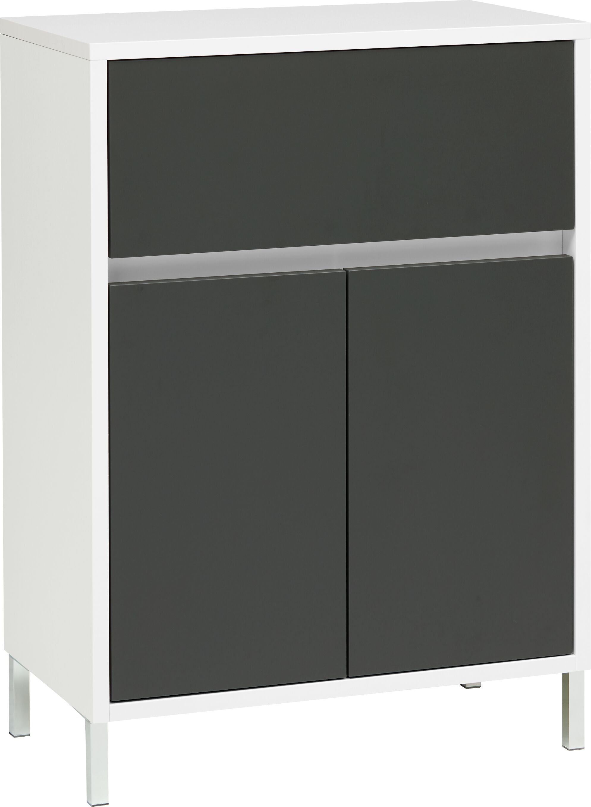 SIERRA Beistellmöbel - Weiss / Anthrazit / B: 60.0 cm x T: 35.0 cm x H: 84.3 cm