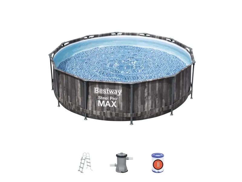Bestway 5614X, 9150 L, Indrammet pool, Voksen & barn, Stige, Træ, 34,5 kg