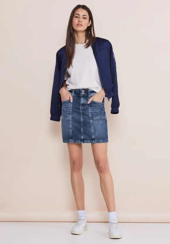 5-Pocket Jeansrock - heavy mid blue wash