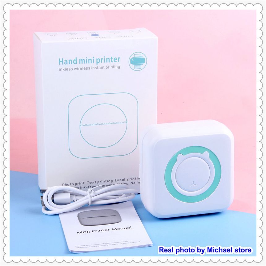 HOMTEC - USB oplaadbare Bluetooth thermische printer met papier