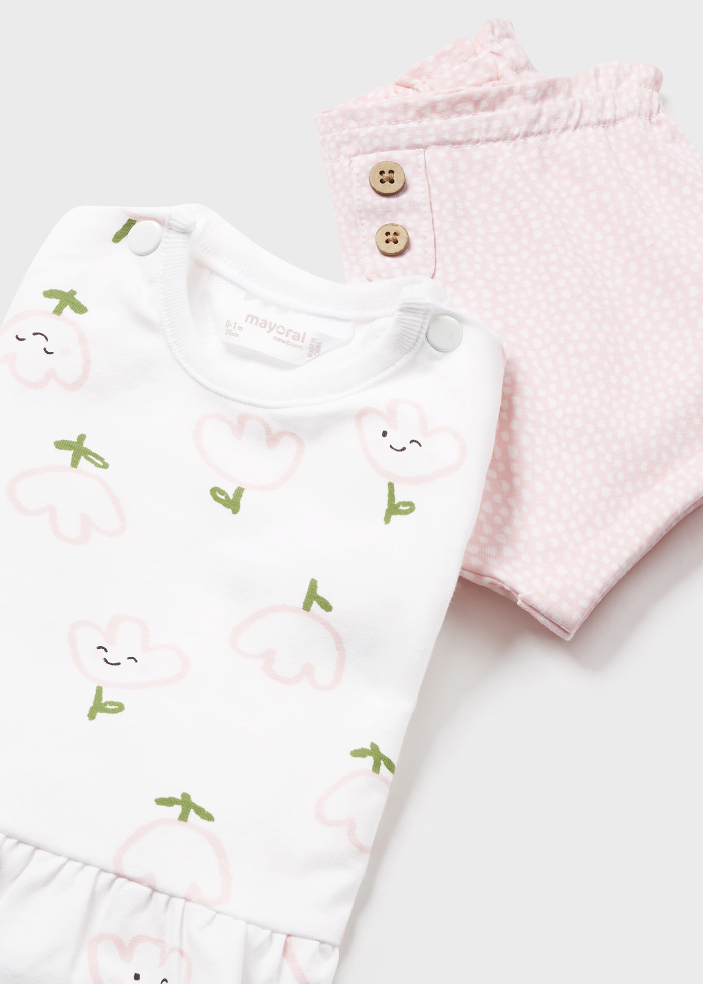 Conjunto de algodão Better Cotton para recém-nascido, 4 peças, rosa.