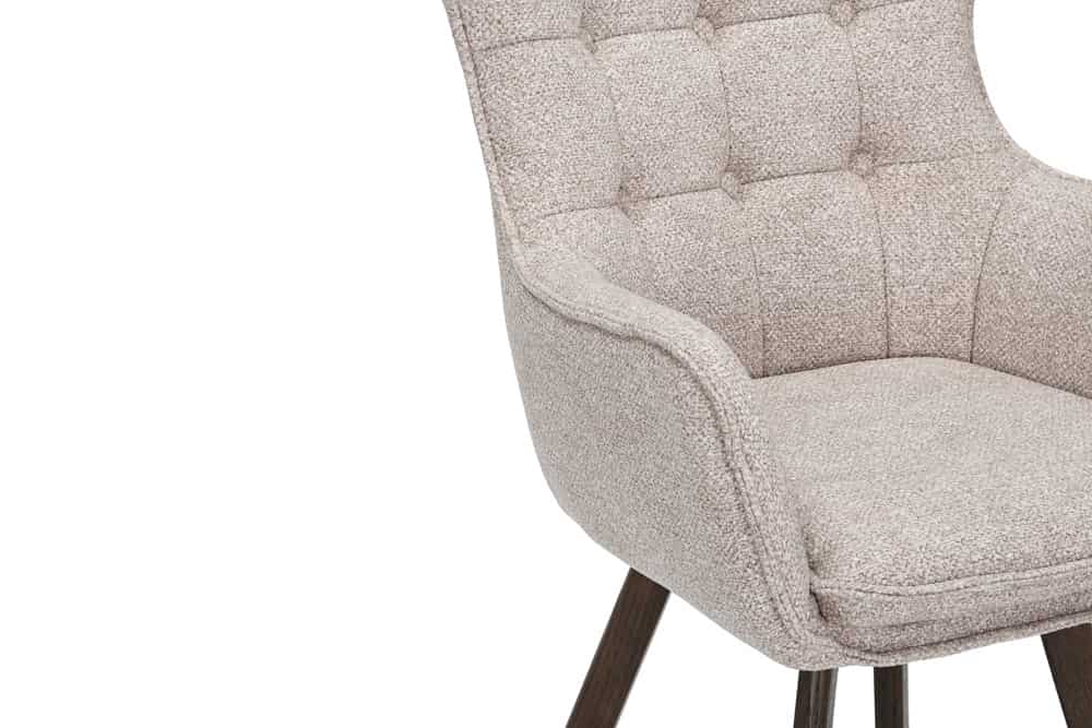 Drehbarer Stuhl THOR beige Strukturstoff braun Wenge Eichenholz 360° mit Armlehne