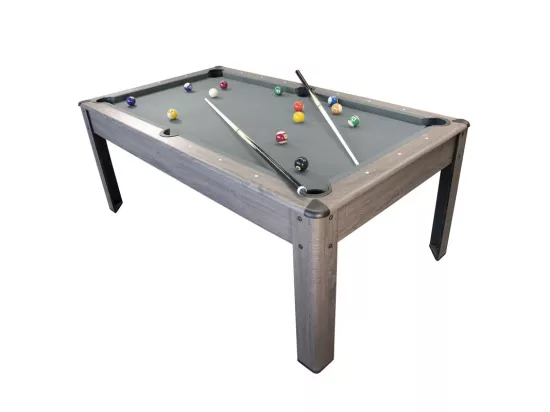 Billard Américain HARMONY 6Ft - 206,5 x 116,5 x 80 cm avec accessoires et plateau dînatoire - Gris
