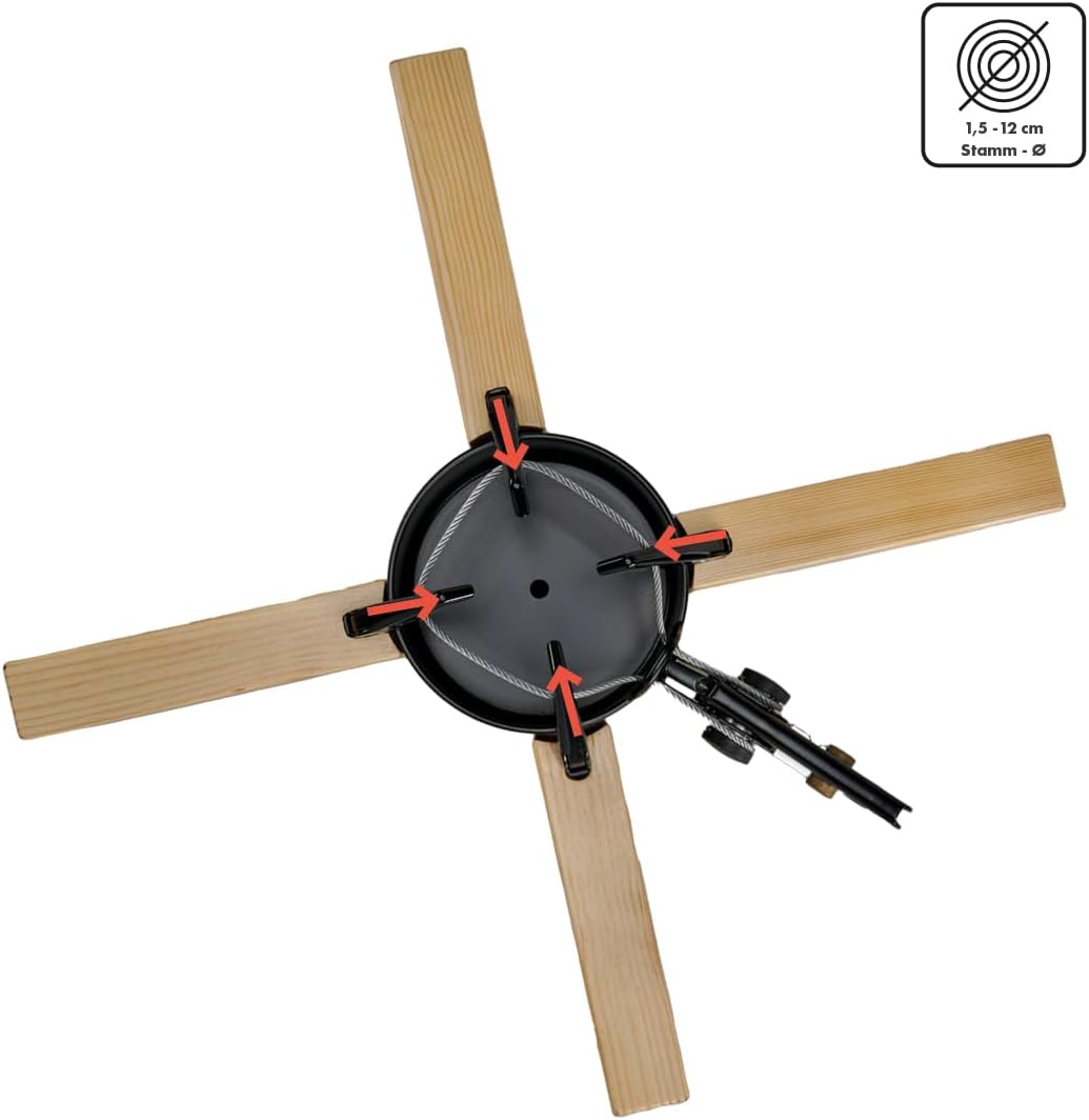 Krinner Design Christbaumständer Kopenhagen Kiefer Holz Weihnachtsbaumständer 50cm für Baumhöhen bis max. 2,5m mit Rundum-Einseil-Technik