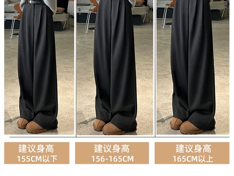 Jaqmine - Hoge taille, effen, wijde broek
