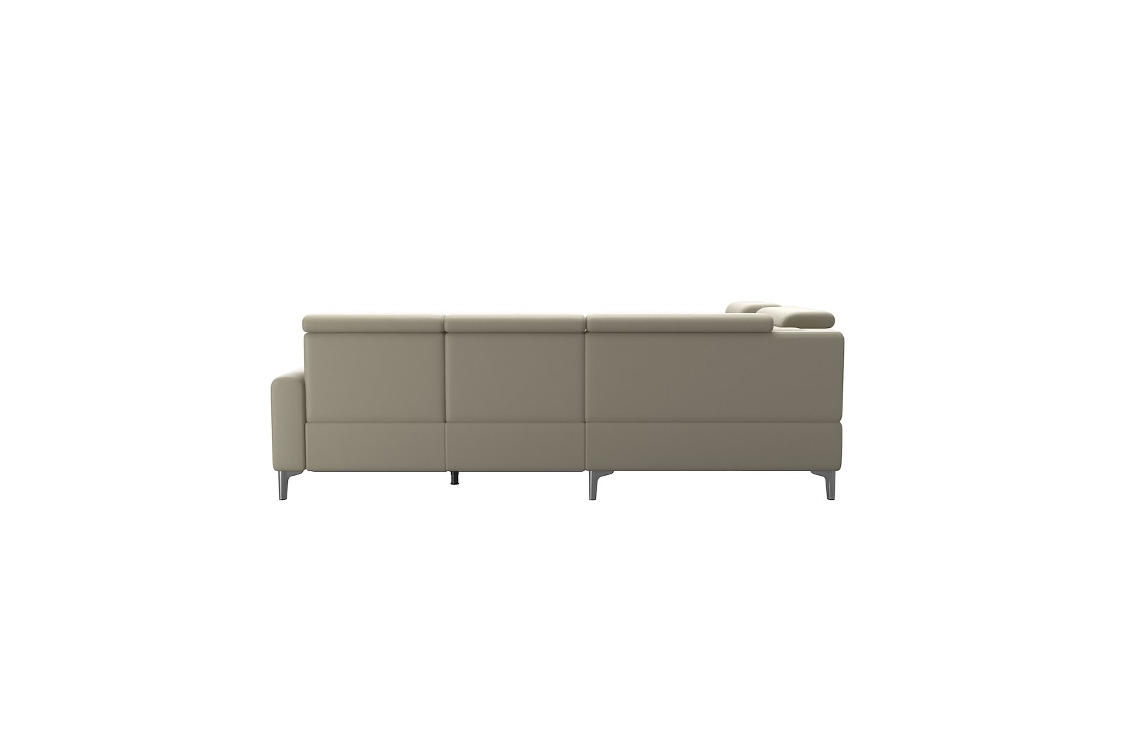 Anna C12 hjørnesofa (PCenterCMM) Hud Paloma Light Grey med A1 arm og polerte organiske alu ben, 14 cm. (Power-Center-CornerManual-Manual)
