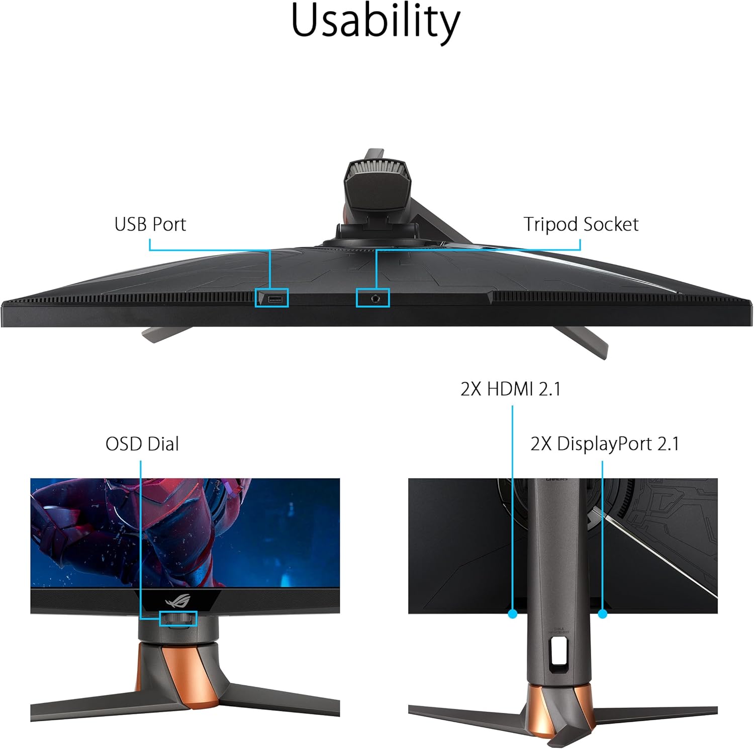 ASUS ROG Swift PG32UQXR Monitor PC 81,3 cm [32] 3840 x 2160 Pixel 4K Ultra HD Nero LED-SK?RM - 4K