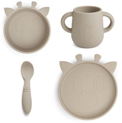 nuuroo Lykke Giraff Tallerkensett 4-pack Silikon, Cobblestone