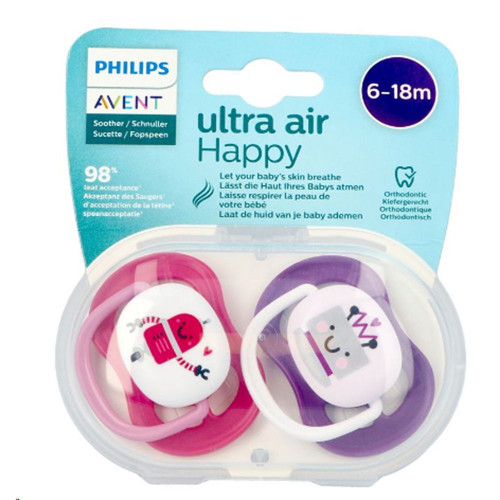 PHILIPS Avent Ultra Air Happy Schnuller 6-18 Monate, Papa blau
