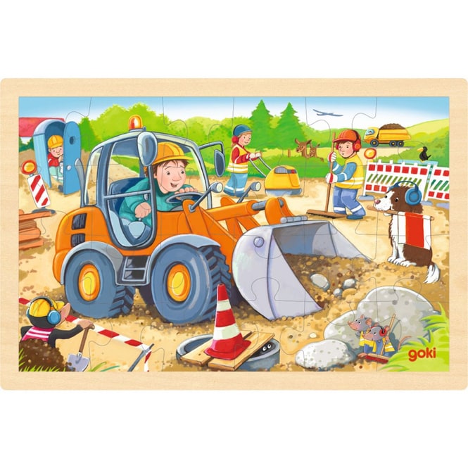 Goki - Rahmenpuzzle - Baustelle - 24 Teile