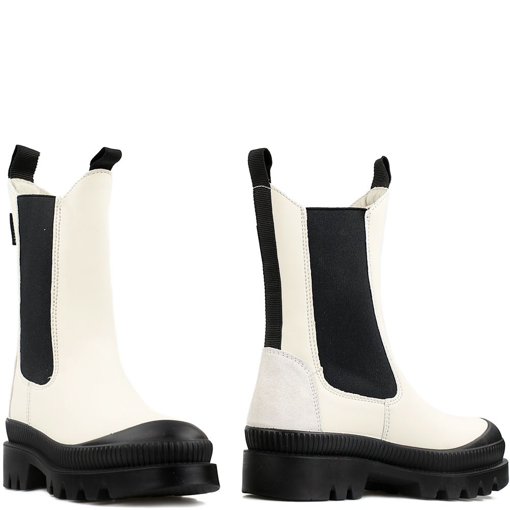 Bikerboots met elastiek Beige - Zwart
